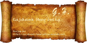 Gajdusek Henrietta névjegykártya